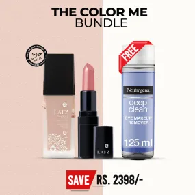 The Color Me Bundle ( Halal Rose Serum Foundation - 01 Ivory, Halal Velvet Matte Lipstick - Sheer Mauve, Neutrogena Eye Makeup Remover Deep Clean )