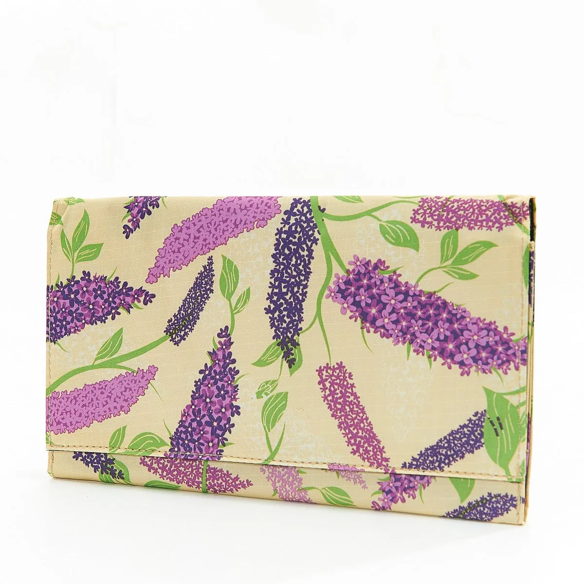 Travel Document Wallet by Eco Chic Waterproof & Durable Fabric Buddleia Design - Beige