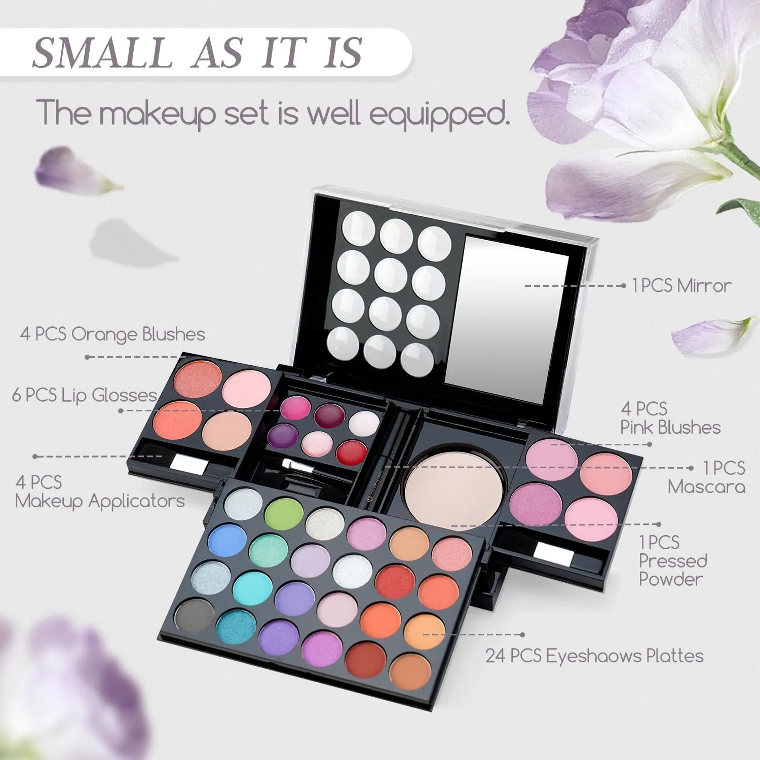 Ultimate Portable Makeup Palette Set for Girls - 24 Colors, Brushes & Mirror Essentials