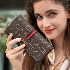 Vintage Letters Pattern Long Clutch Wallet, Elegant Textured Coin Purse For Women, Simple Elegant Credit Card Bag