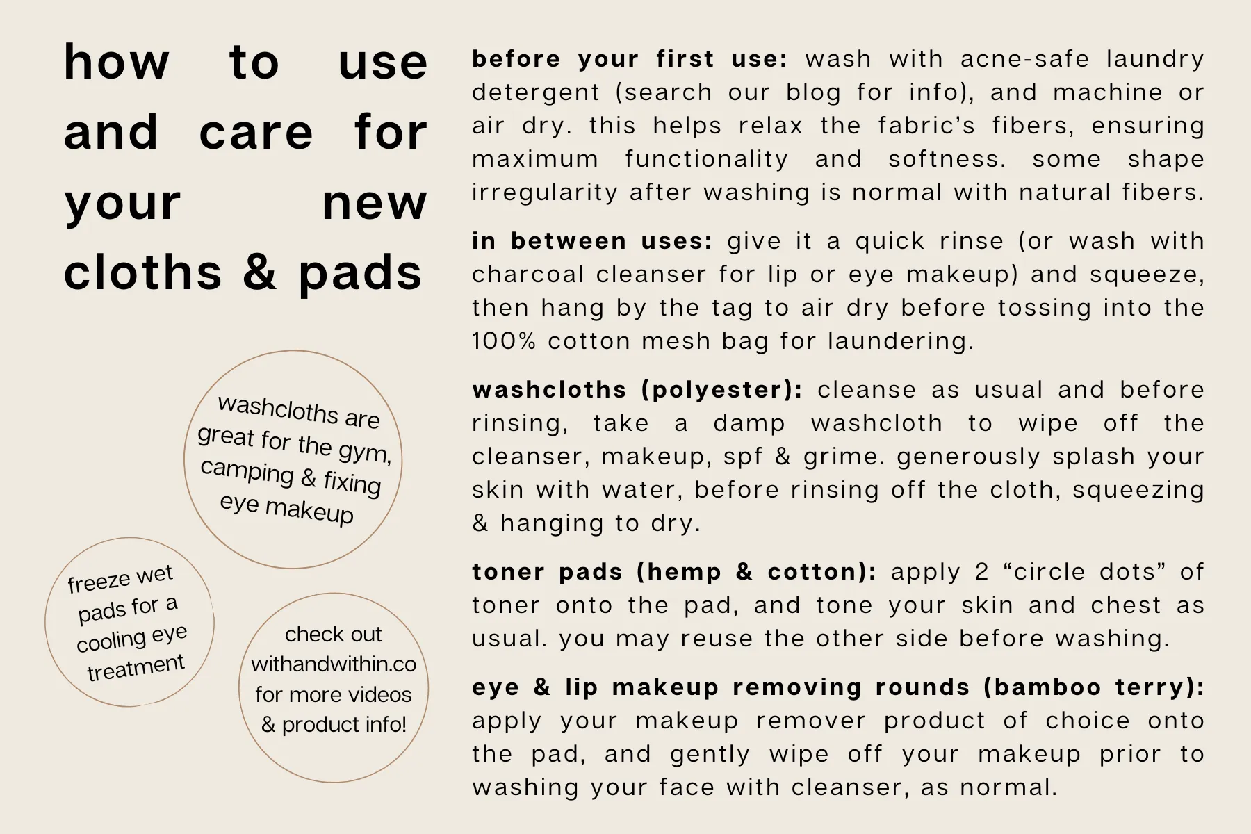 washable rounds for toner application and makeup removal
