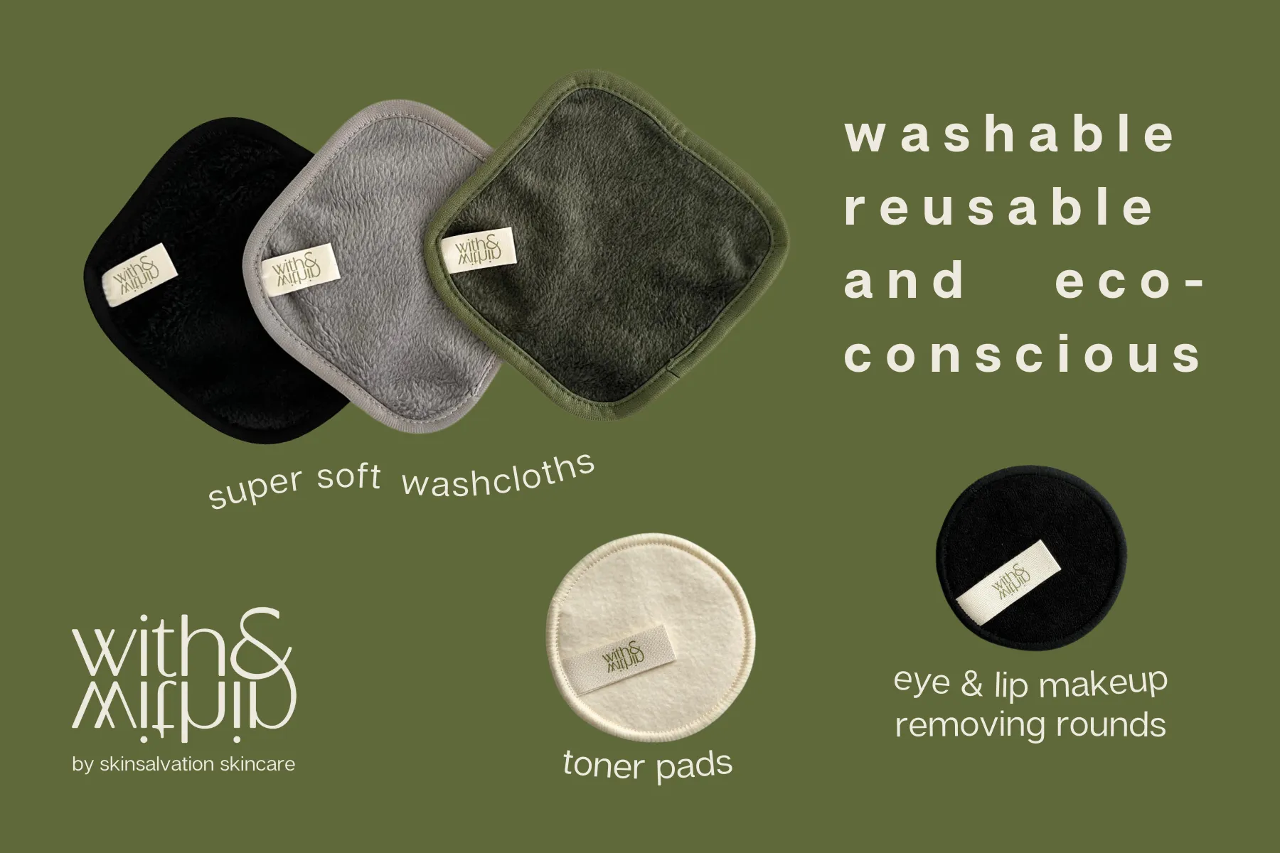washable rounds for toner application and makeup removal