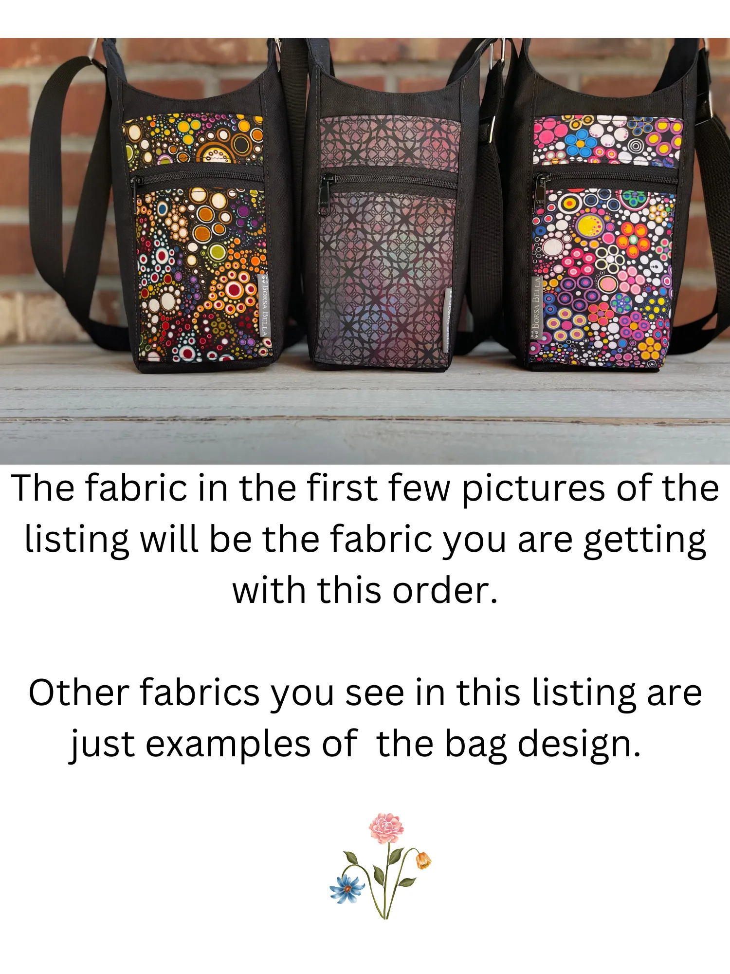 Water Bottle Crossbody Bag - Day Drinker - Cattitude Fabric Pocket