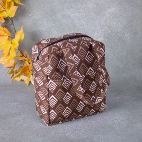 Water Proof Cotton Lunch Bag Brown Colour Design.