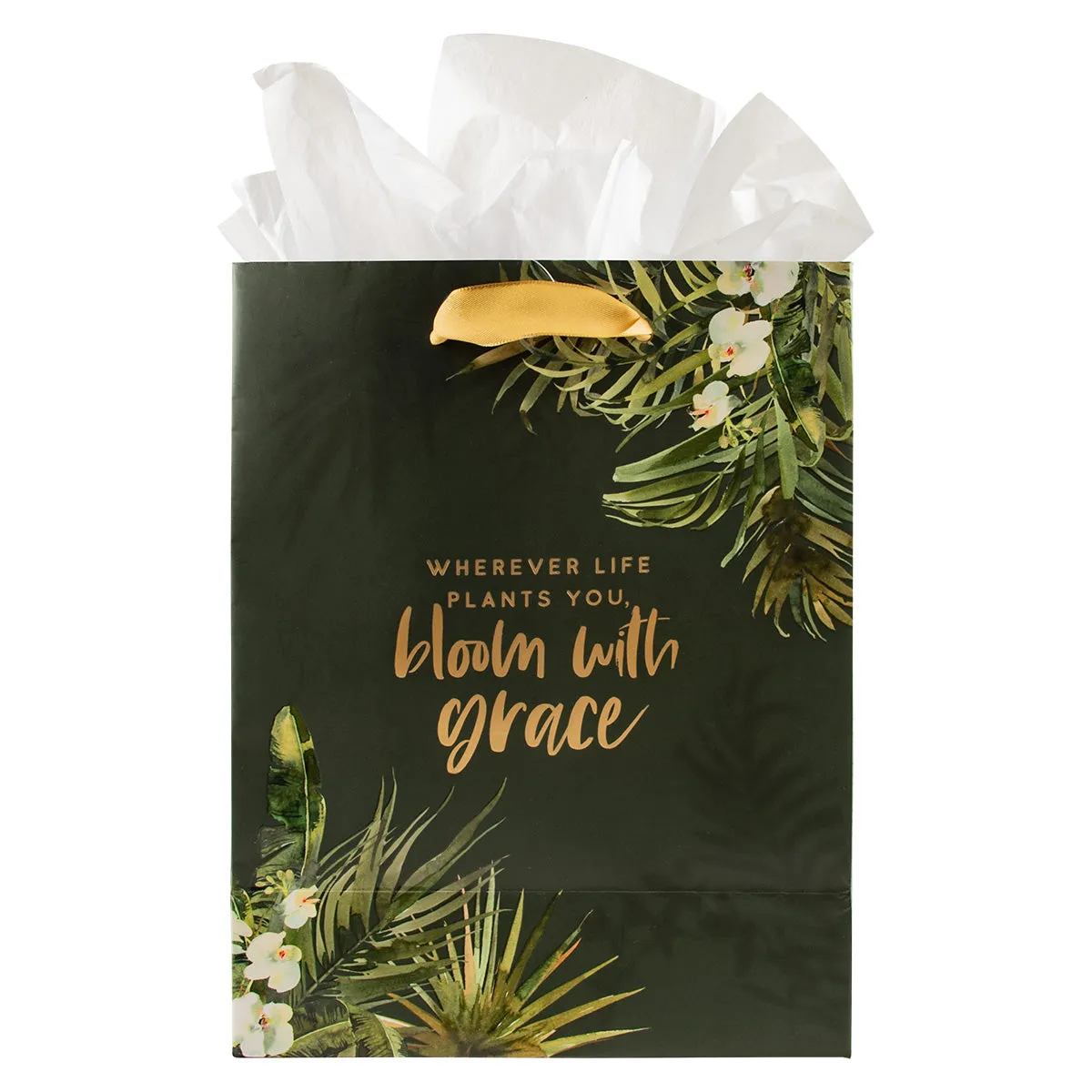Where Life Plants You Bloom With Grace Medium Gift Bag With Gift Tag