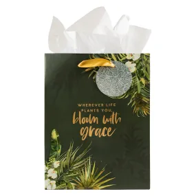 Where Life Plants You Bloom With Grace Medium Gift Bag With Gift Tag