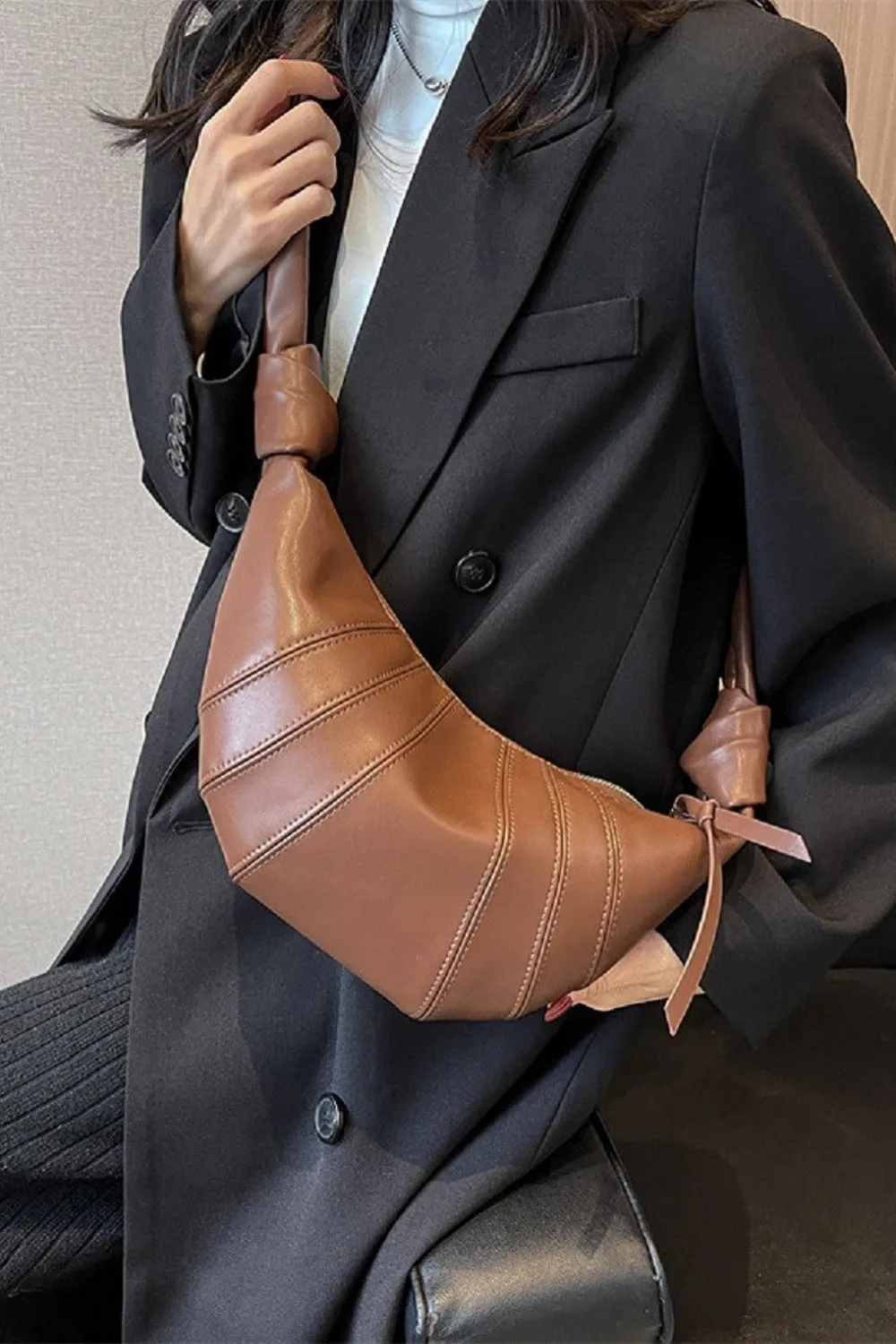 Women's Zenana Vegan Leather Croissant Crossbody Bag