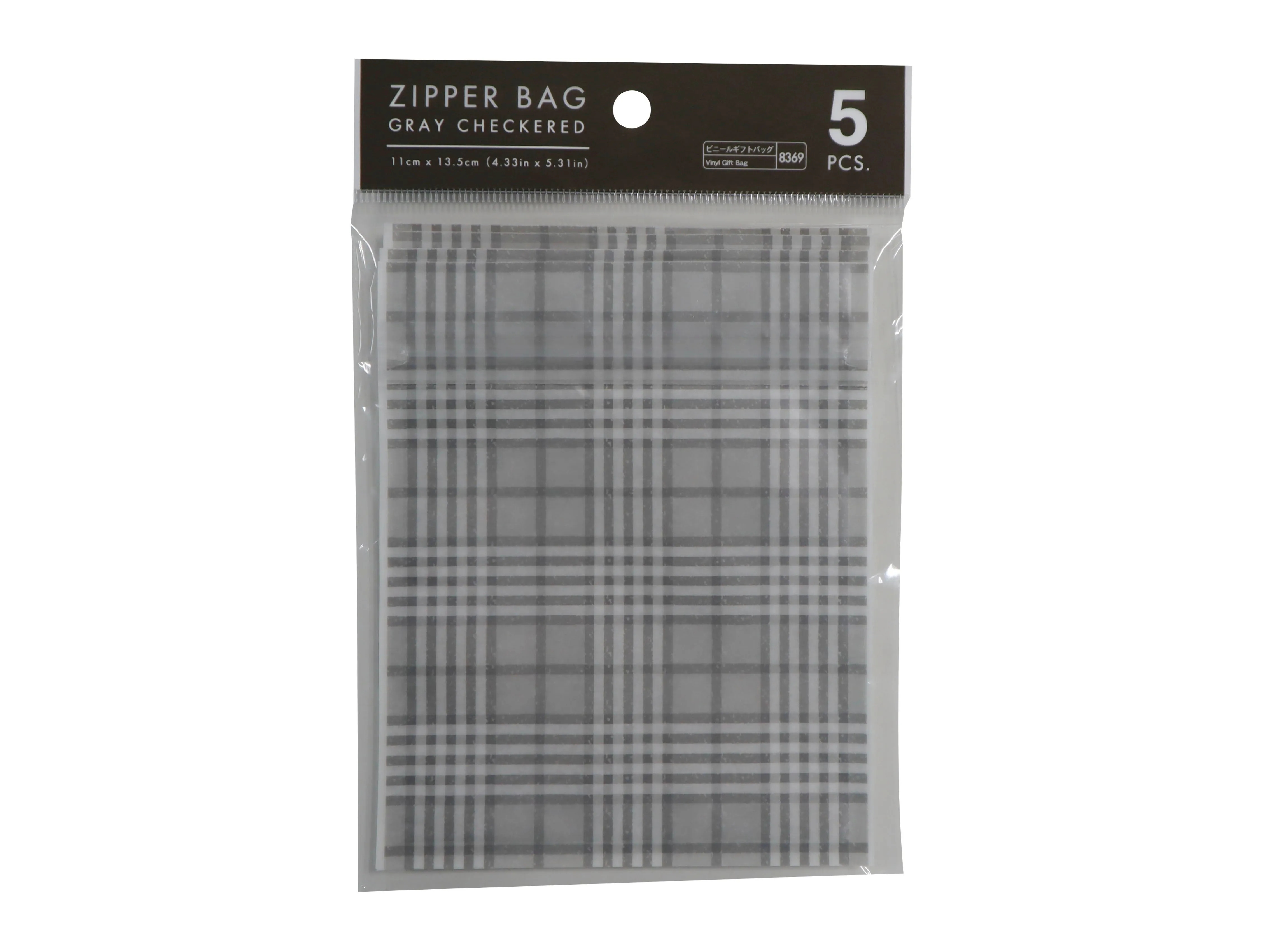 Zipper Bag -Gray - Checkered - 5 pcs.-
