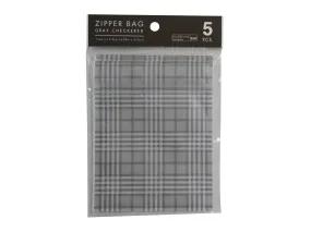 Zipper Bag -Gray - Checkered - 5 pcs.-