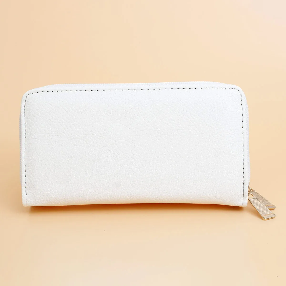 Zipper Wallet White Soft Grain for Women