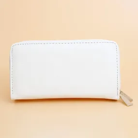 Zipper Wallet White Soft Grain for Women
